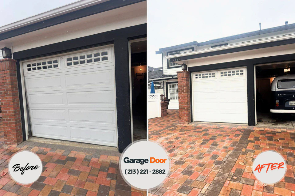 Before and after: garage door repair Utah County